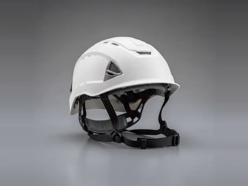 Casco de seguridad blanco con barboquejo